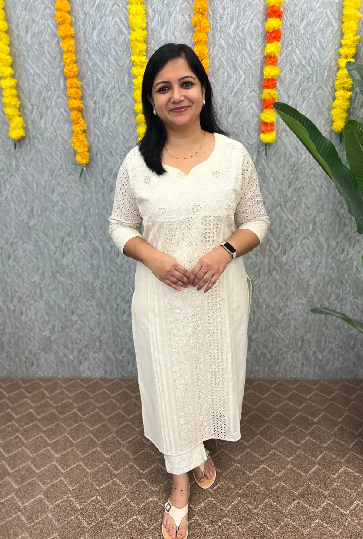 Onam special Florista Kurti in Hakoba - Off-White