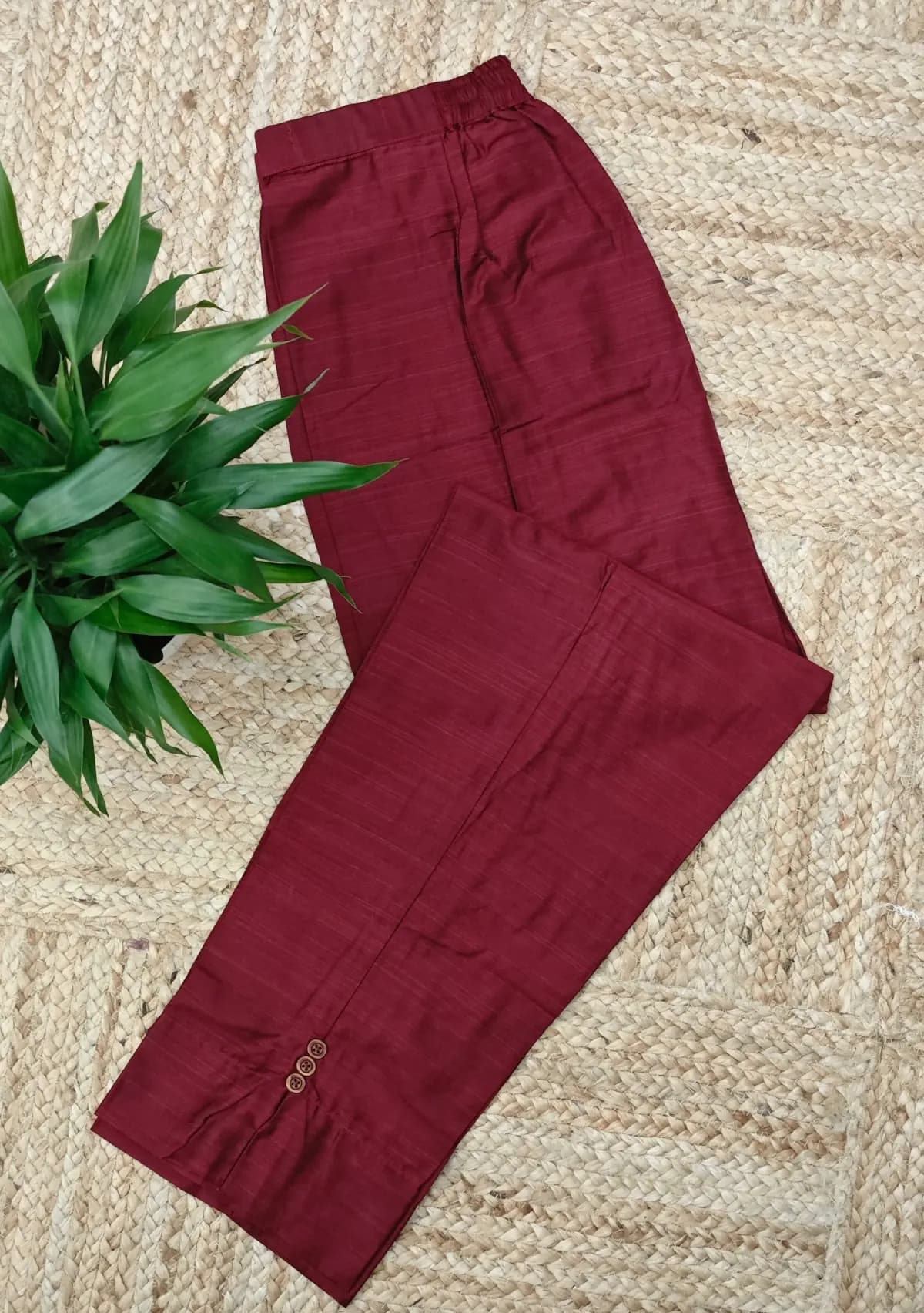Bottom in Slub Silk - Maroon