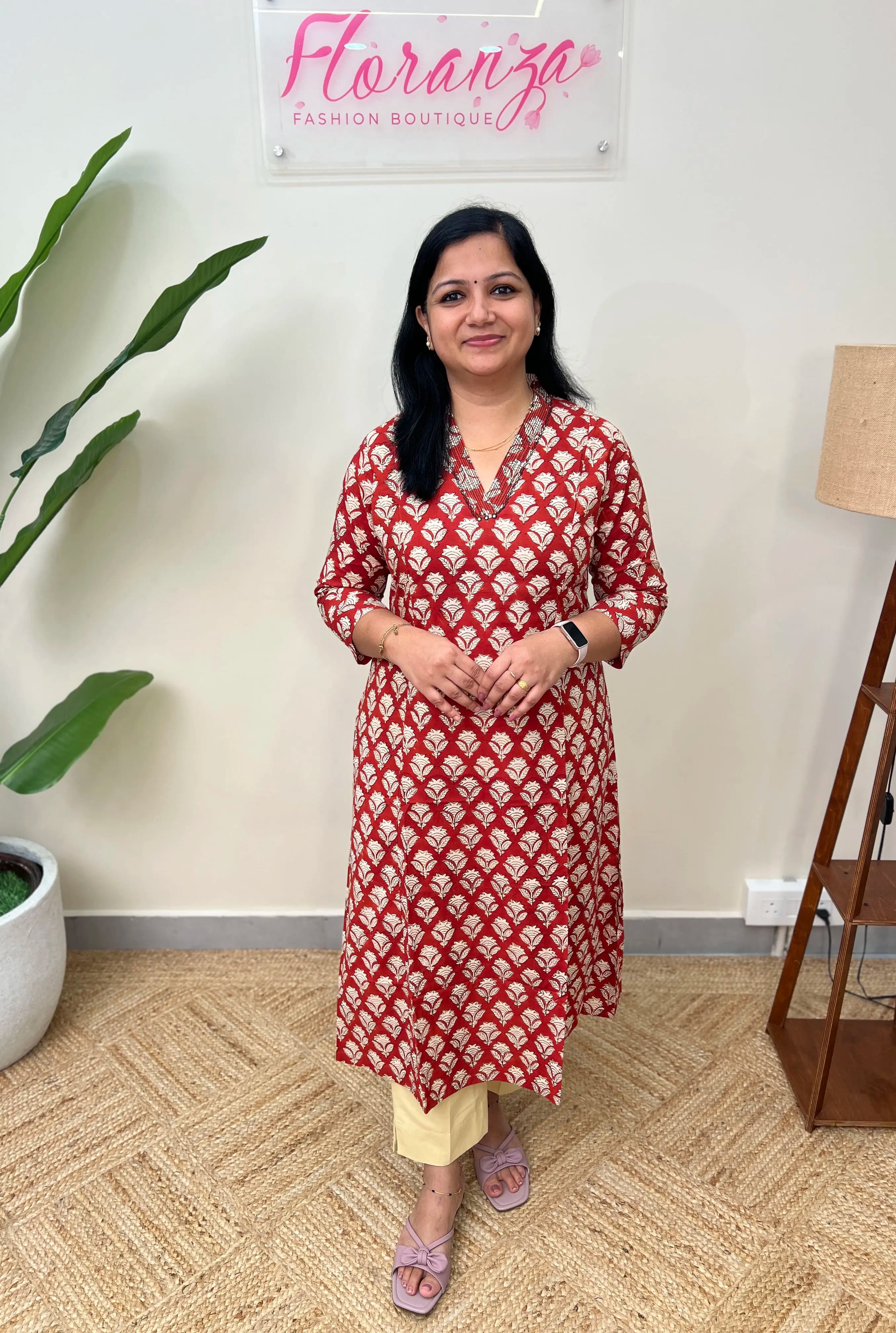 Anvita Brand Casual Wear Kurti in Soft Cotton - Brick