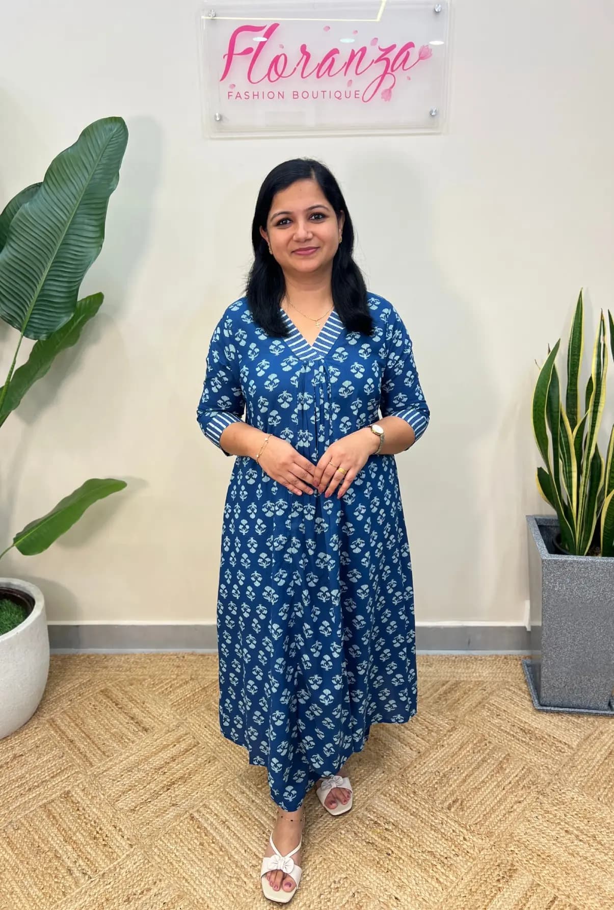 Florista Co-ord set in Cotton -  Indigo Blue