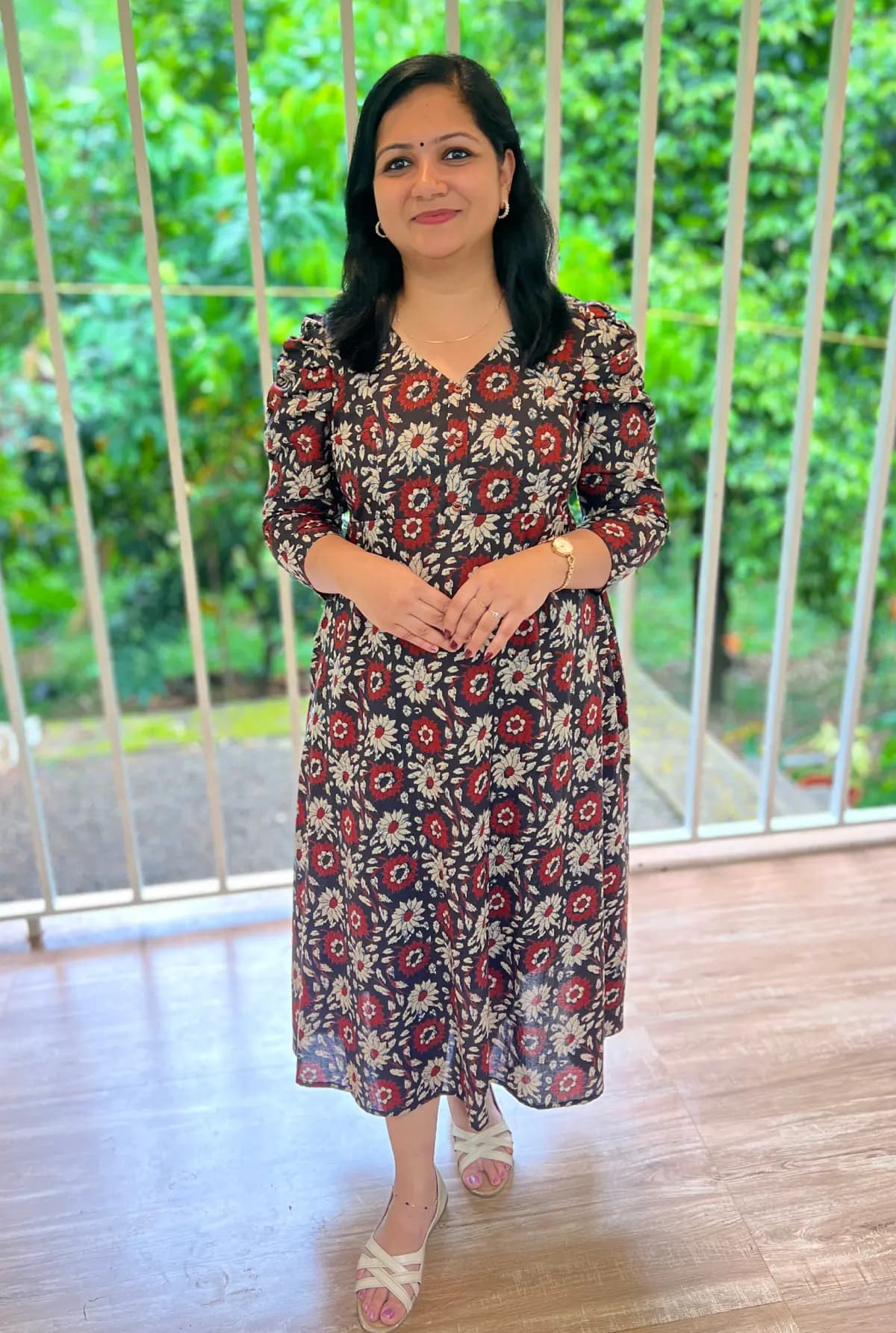 Florista Frock Model Kurti in Cotton - Black