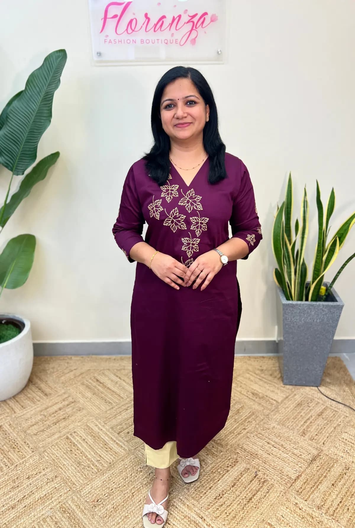 Florista Kurti in Pure Cotton - Grape Purple