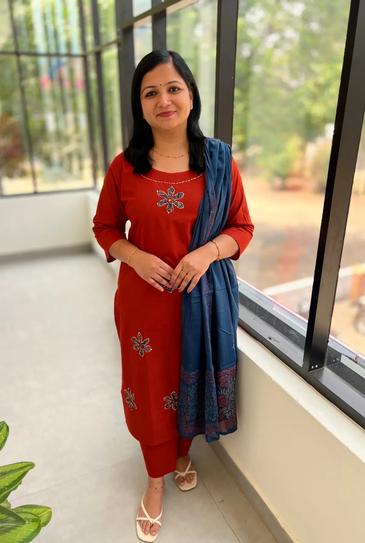 3 Piece Set In Cotton - Brick Orange