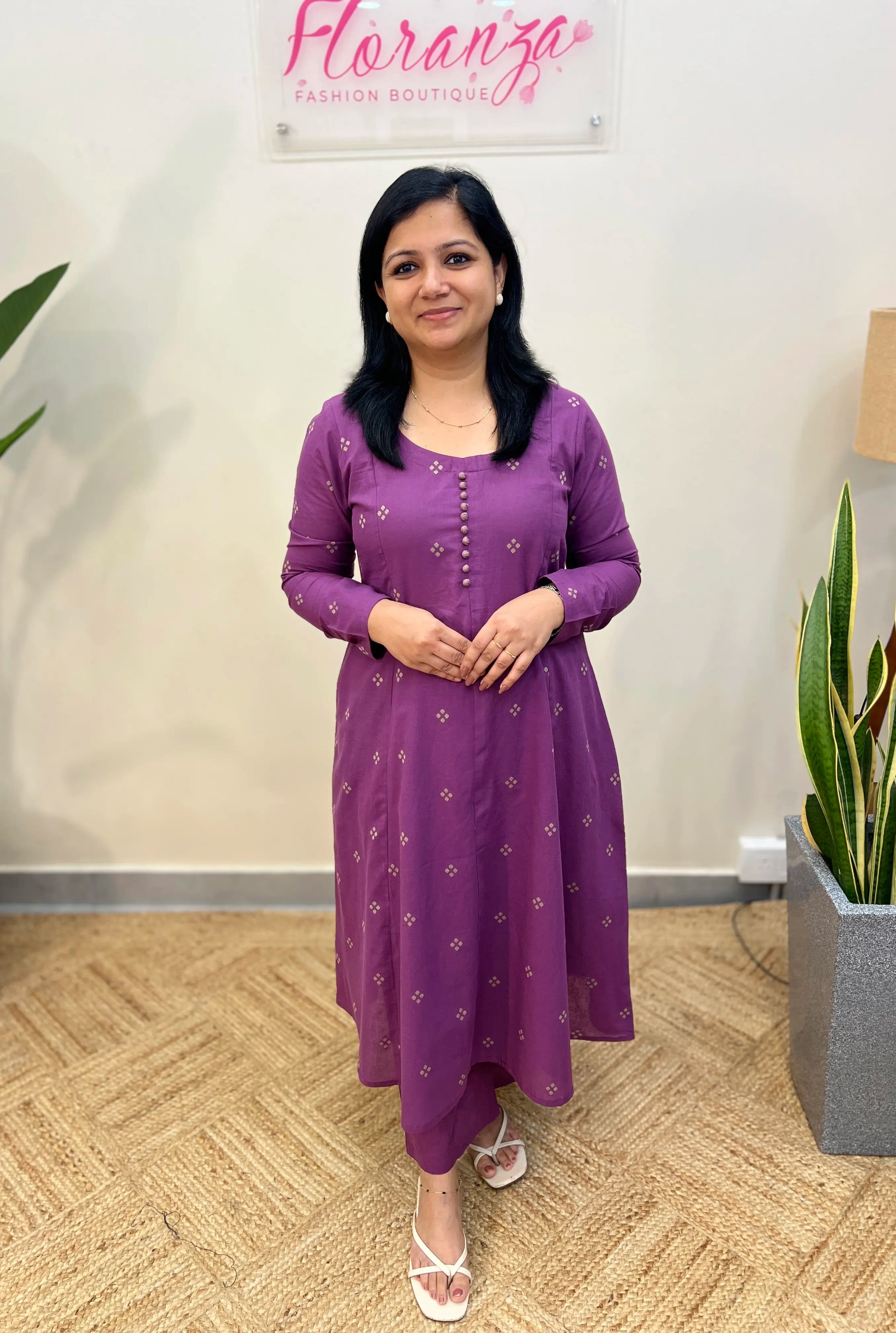 Co-ord Set in Weaved Cotton - Light Purple