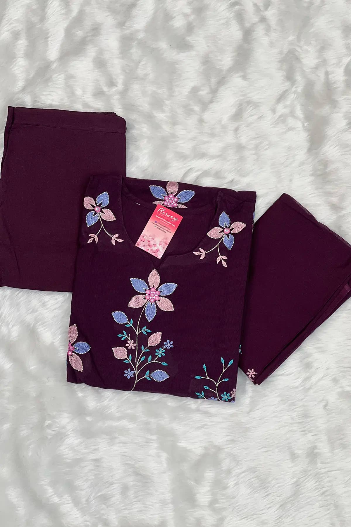 3 Piece Set in  Cotton - Purple