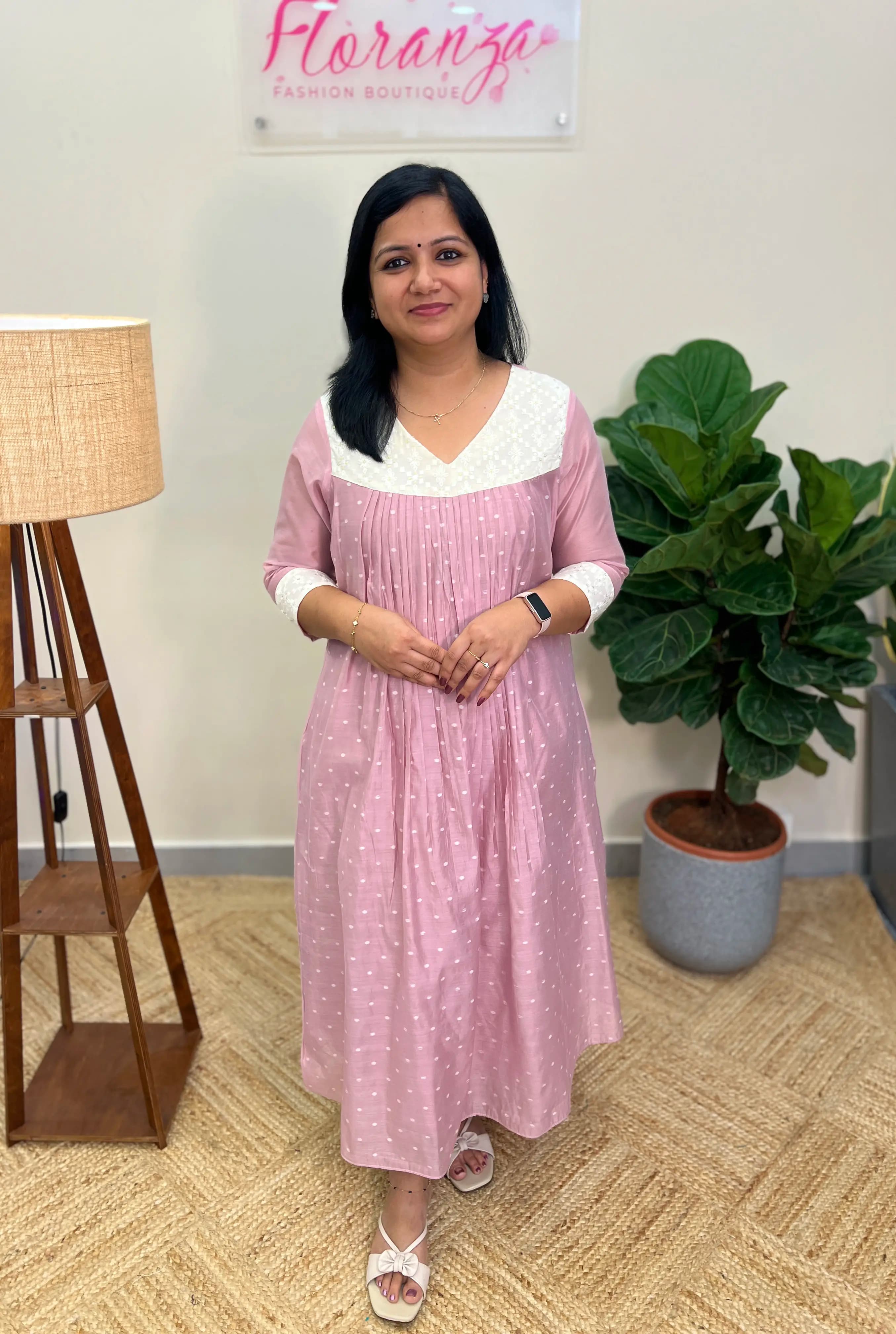Florista Kurti in Soft Chanderi with Butta Weaving - Lilac