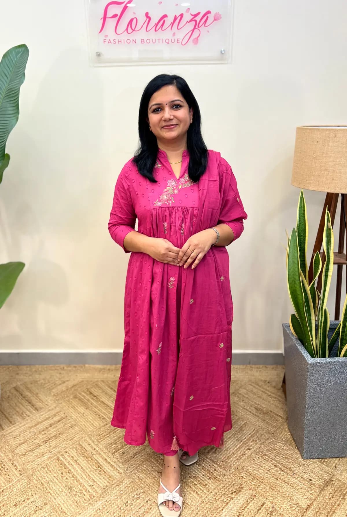 Premium 3 Piece Set in Soft Mul-Cotton - Light Rani Pink