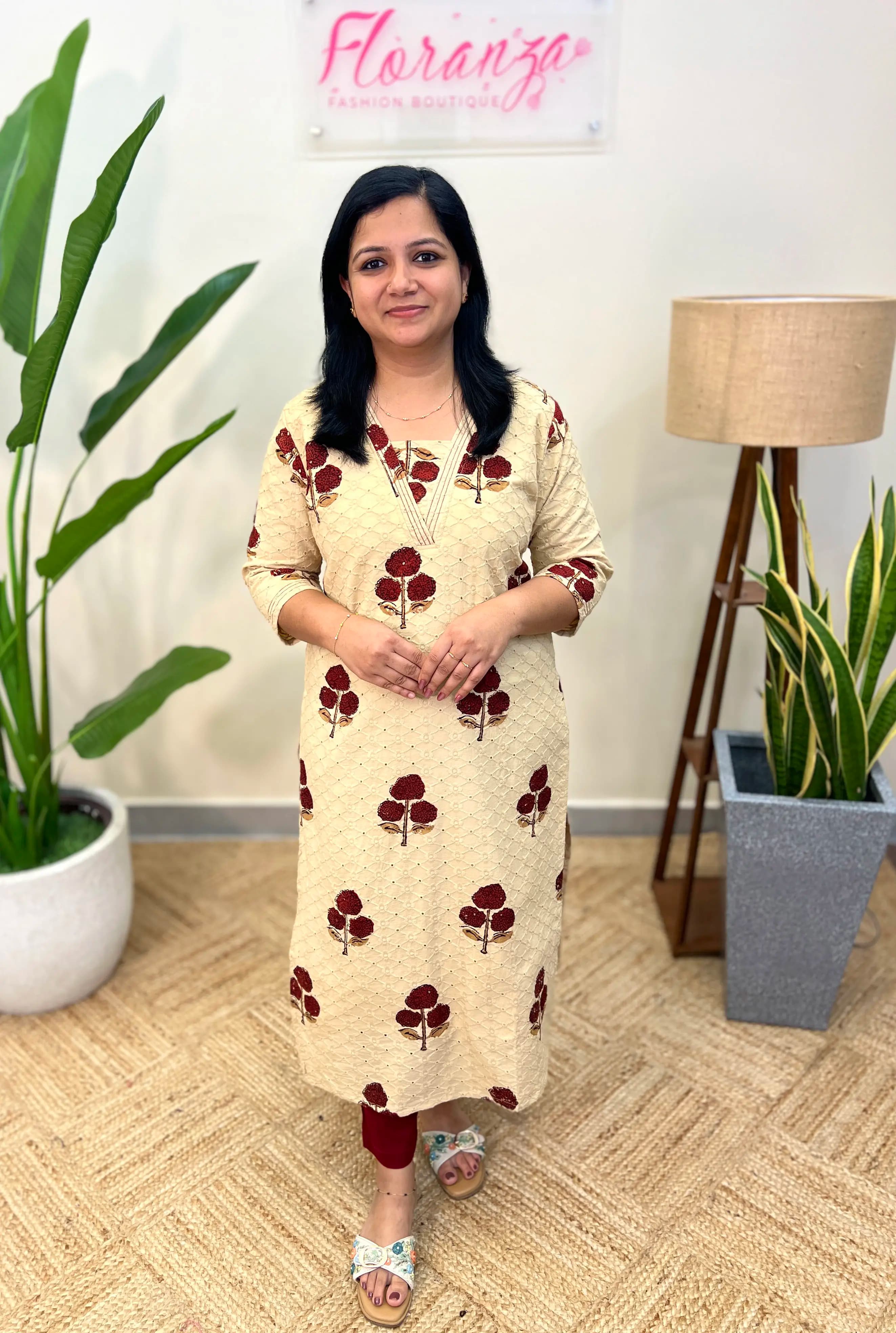 Premium kurti In Cotton Hakoba - Beige