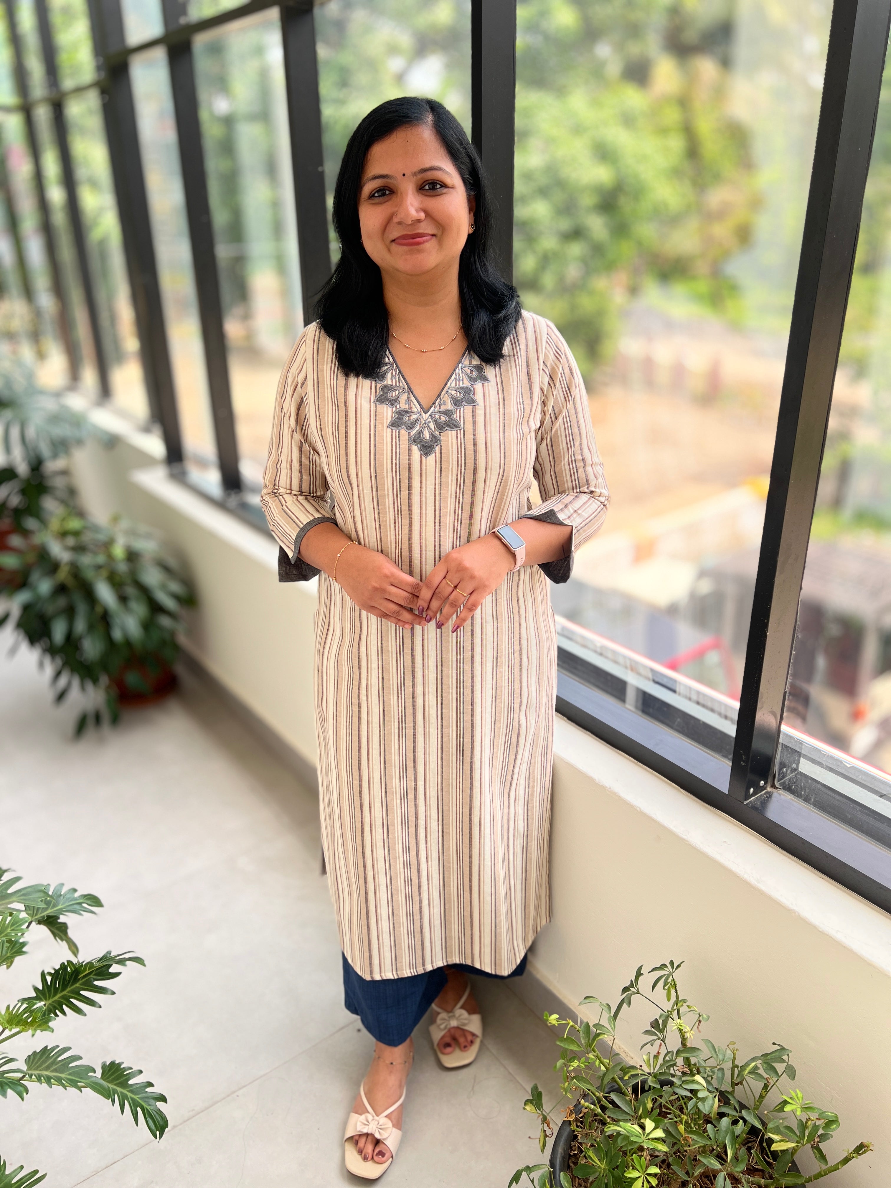 Anvita Brand Kurti in Weaved Cotton - 3704