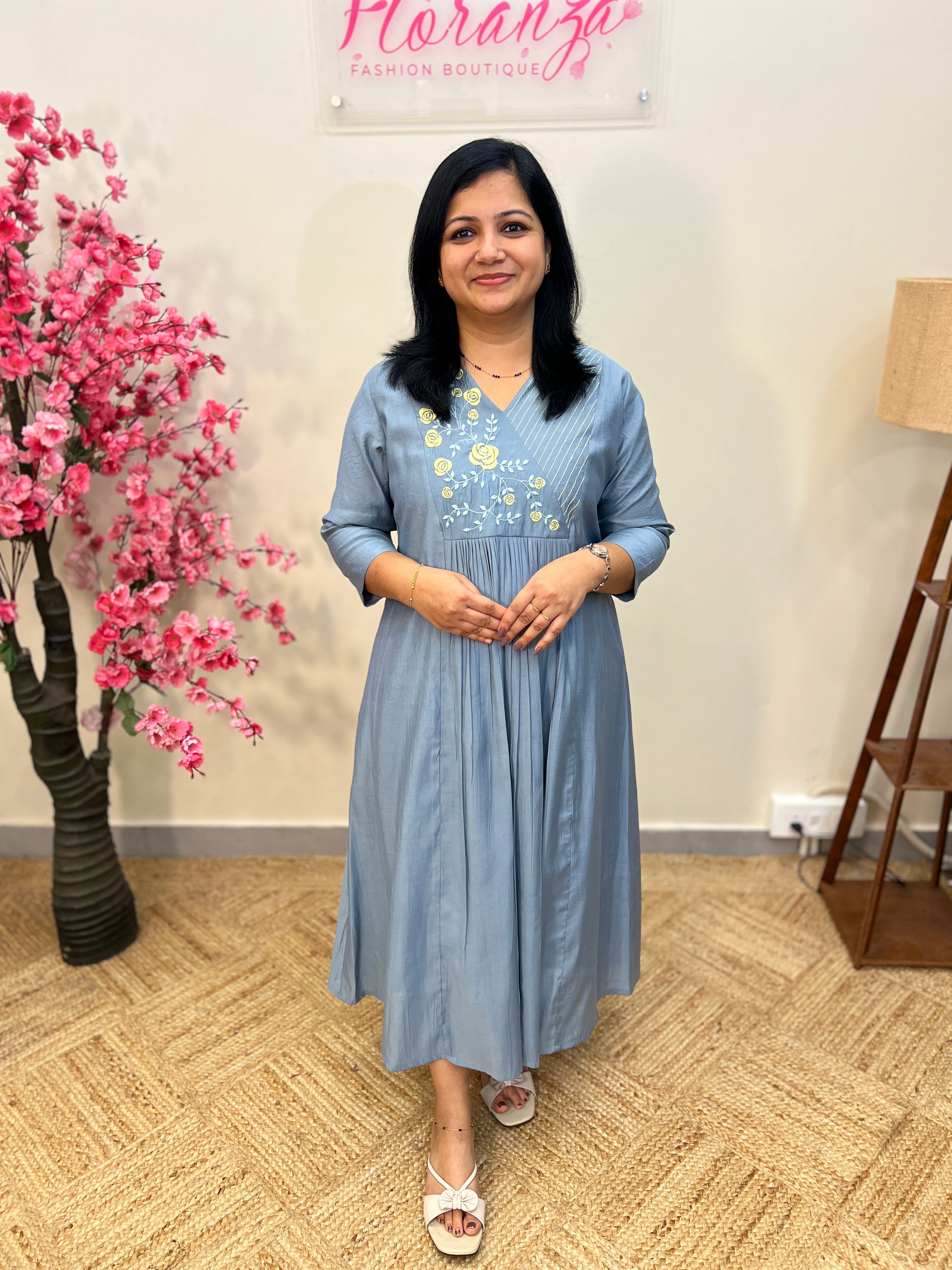 Kurti In Roman Silk - Baby Peach - 3781