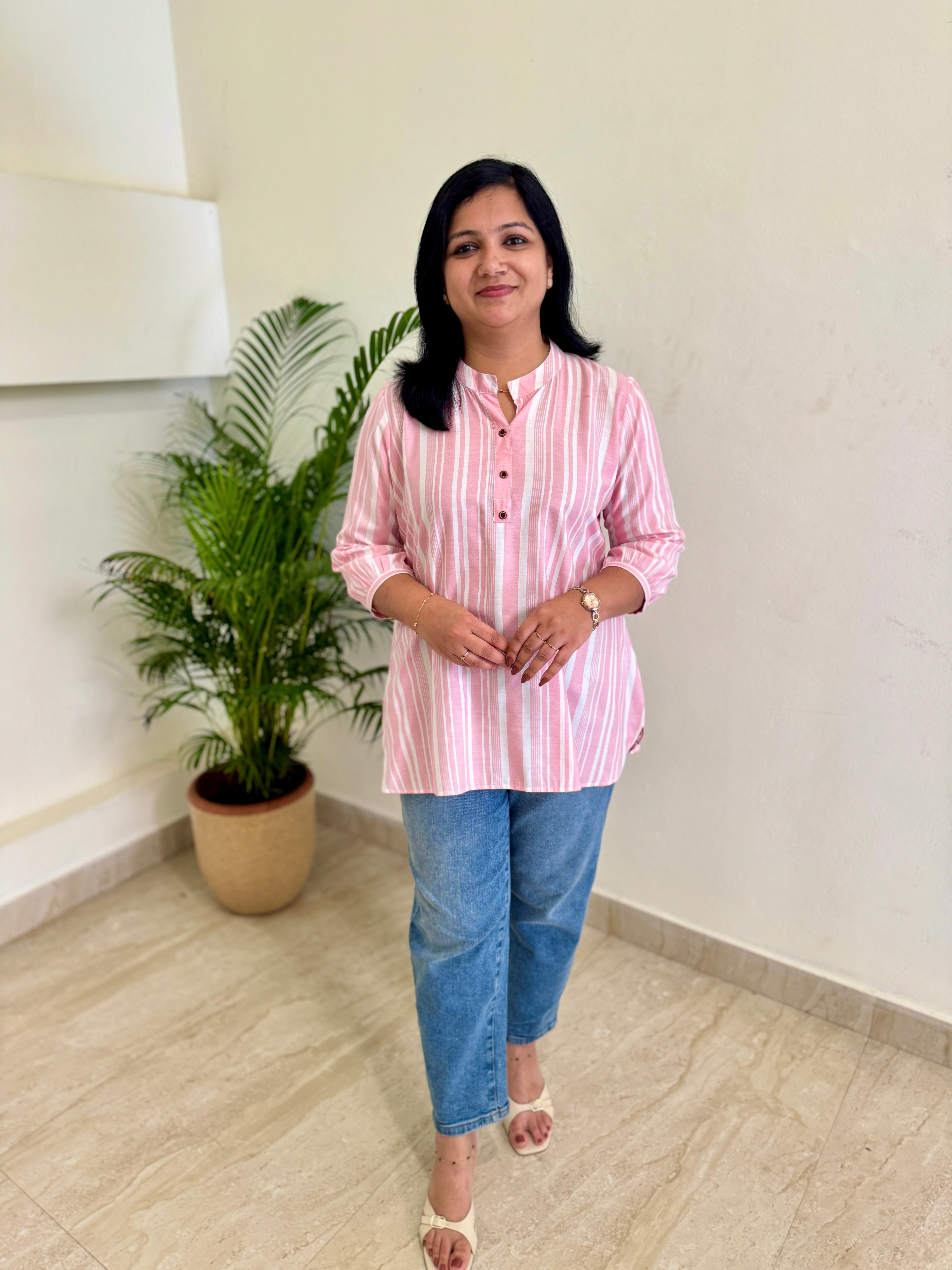 Florista Short Kurti in Linen Blends - 3800
